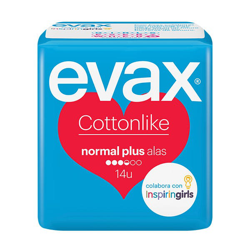 Compresas Evax Cottonlike Normal Plus Alas 14Uds precio