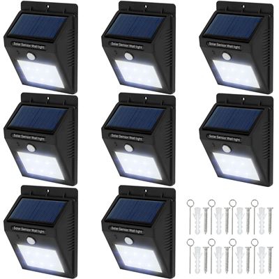 8 focos solares LED con sensor de movimiento - TECTAKE