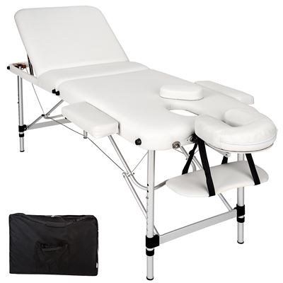 Camilla para masajes 3-zonas con acolchado de 5cm de aluminio, Blanco