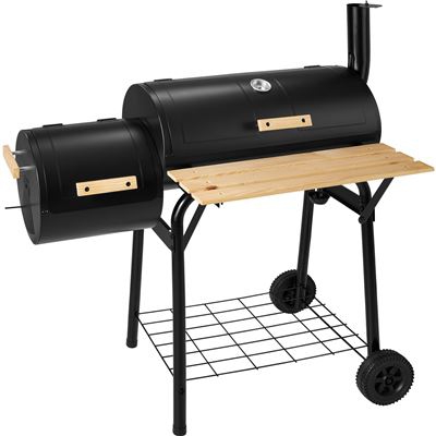 Grill barbacoa para carbón con termómetro, Negro