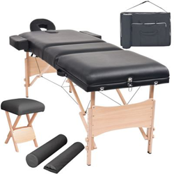Set mesa plegable vidaXL, masaje y taburete 3 zonas 10 cm grosor Negro características