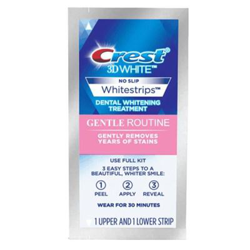 Tiras blanqueadoras Crest Whitestrips Gentle Routine 7 tiras para 7 días características