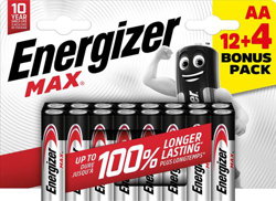 Pilas Alcalinas Energizer AA Max LR6 12+4 en oferta