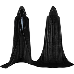 Proumhang Capa con Capucha Terciopelo Negro Largo Disfraz de Halloween para Mujeres Hombres Halloween Fiesta Disfraces 170 cm características