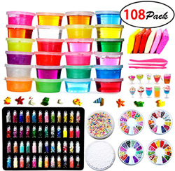 DIY Slime Kit - 24 Colores Kit de Slime Esponjoso con 48 brillantinas, Suministros de Slime Claro para niños, Incluye Arcilla Seca al Aire, rebanadas  precio