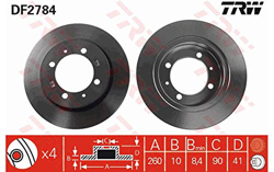 TRW Juego de 2 discos freno Trasero 260mm MITSUBISHI LANCER VOLVO S40 V40 DF2784 en oferta