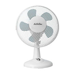 AirArtDeco Ventilador de Mesa de 23 cm, oscilación de 80 Grados, 2 velocidades, Extra silenciosa, ideale per casa e ufficio - Bianco/Plata en oferta