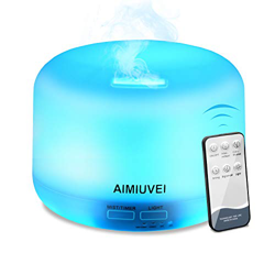 Humidificador Aromaterapia Ultrasónico con Control Remoto, AIMIUVEI Difusor de Aceites Esenciales 300ml，Difusor Aroma de Vapor Frío con 7 Colores de L en oferta