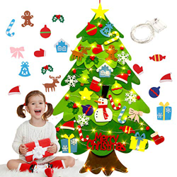 Fieltro Árbol de Navidad, Justdolife Árbol de Navidad DIY con 50 Luces LED 28 Unids Adornos Navidad Decoración Colgante para Niños Regalo de Navidad N en oferta