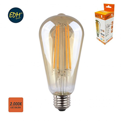 Bombilla ovoide filamento LED cristal vintage 6w E27 2.000k EDM en oferta