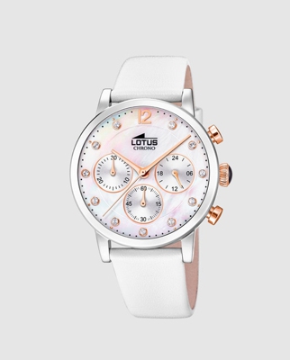 Lotus - Reloj De Mujer Trendy 18674/1 Cronógrafo De Piel Blanco