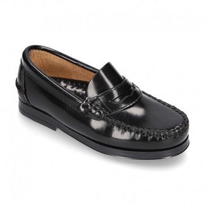 Zapato Mocasín Clásico Niño Con Antifaz En Piel Antik. 44 Negro