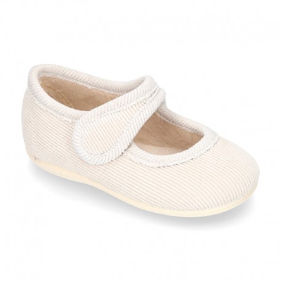 Mercedita De Casa Niñas Con Velcro En Pana Fina. 20 Beige