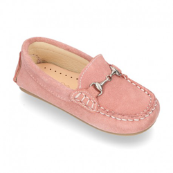 Nuevo Mocasín Peques Con Estribo En Piel Serraje. 21 Rosa precio