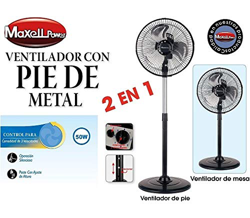 Maxell Power CE Ventilador 2 EN 1 PIE Suelo SOBREMESA 50W 10" Pulgadas ASPAS Parrilla Metal 3 VELOCIDADES precio