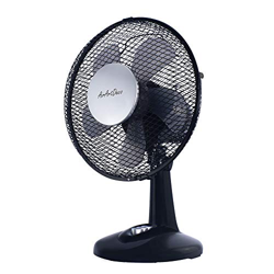 AirArtDeco Ventilador de Mesa de 23 cm, oscilación de 80 Grados, 2 velocidades, Extra silenciosa, ideale per casa e ufficio - Negro/Plata características