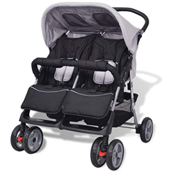 Vislone Plegable Silla gemelar para Gemelos y Hermanos Carrito Gemelar Silla de Paseo Cochecito de Bebé Capacidad de Peso 15kg Cada Uno Acero y Tela O características