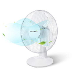 Aigostar Louis 33JTN - Ventilador de mesa de 3 velocidades, diámetro 30,5 cm, oscilación de 80 grados. Altura 50 cm, ligero 2,2 kg, color blanco. Dise precio