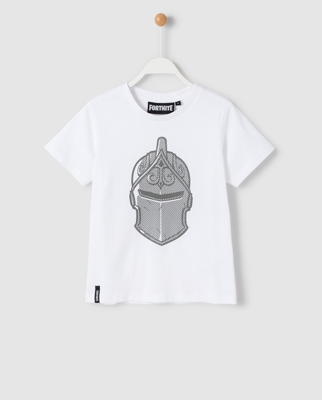 Personajes - Camiseta De Niño Blanca Con Casco Fortnite