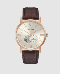 Bulova - Reloj De Hombre 97A150 Automático De Piel Marrón características