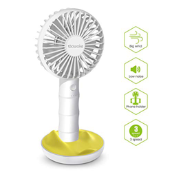 SAWAKE Hand Fan, Ventilador Portátil USB con Base, Mini Ventilador Recargable Bamboo Design Fan con 3 Velocidades Ajustables, Ventilador de Mano Adecu precio