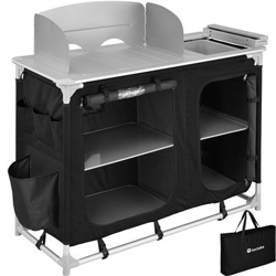 Cocina de camping 116x52x107cm, Negro en oferta