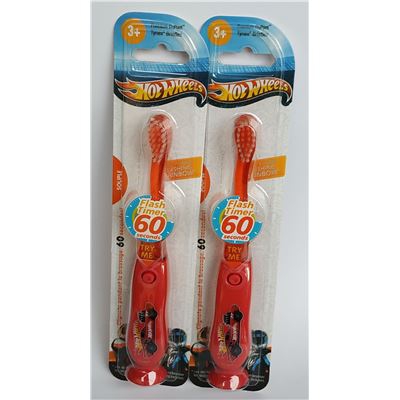 Pack de 2 Cepillos de dientes Tinokou, Modelo Hot Wheels con luz