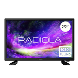 Televisor Led 22 Pulgadas Full HD 12V, Radiola LD22100K. Especial Caravana, Resolución 1920 x 1080P, HDMI, VGA, USB Reproductor y Grabador, Color Negr en oferta