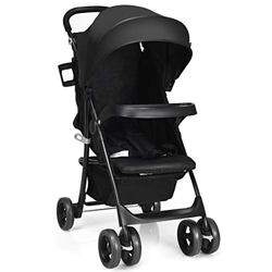 COSTWAY Silla de Paseo Ligera Carrito de Bebé Cochecito Plegable Respaldo y Reposapiés Ajustables con Portavasos para Niños de 6 a 36 Meses (Negro) en oferta