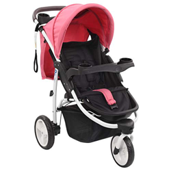 Festnight Cochecito Silla de Paseo de 3 Ruedas Silla Silla Paseo Ligera Plegable Paseo Bebe Arnés de Seguridad Ajustable de 5 Puntos Rosa y Negro 102  en oferta