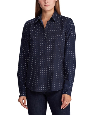 Lauren Ralph Lauren - Blusa De Mujer Con Estampado De Lunares Con Manga Larga