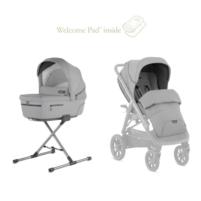 Inglesina - Sistema De Paseo Modular System Duo Aptica XT Capazo, Asiento Silla De Paseo Y Soporte Standup Horizon Grey Gris