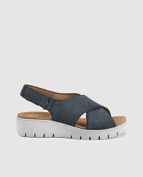 Clarks - Sandalias Planas De Mujer En Nobuck De Color Azul en oferta