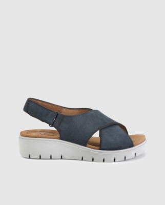 Clarks - Sandalias Planas De Mujer En Nobuck De Color Azul