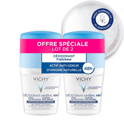 Vichy Déodorant Minéral - Sans sels d'aluminium Roll-on