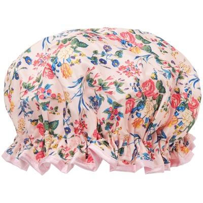 Bonnet de Douche The Vintage Cosmetic Company – Satin Rose à Motif Fleuri