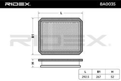 RIDEX Filtre à Air OPEL,VAUXHALL 8A0035 5834040,5834279,93183389  93192882 precio