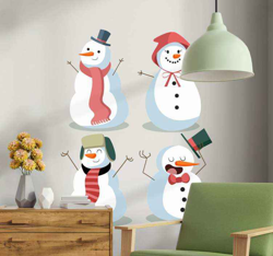 Sticker Vitre Noel 4 bonhommes de neige mignons precio