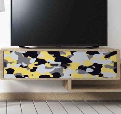 Sticker Frise Murale Camouflage gris et jaune