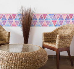 Frise Autocollante Bordure de triangles boho en oferta