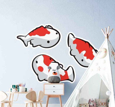 Sticker Mural Poisson koi anime