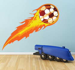 Sticker ballon foot feu en oferta