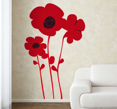 autocollant mural coquelicots asiatiques