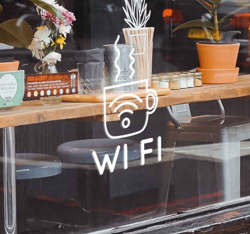 Vitrophanie symbole wifi pour café en oferta