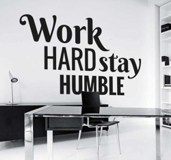 Sticker texte Work hard stay humble características