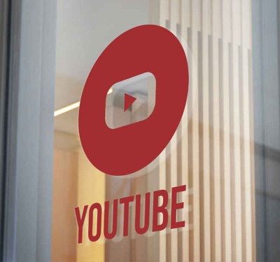 Vitrophanie vitrine Logo youtube