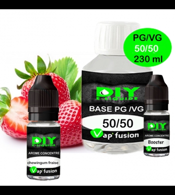 Pack base DIY facile e liquide Chewing-gum Fraise  230 ml Vap'fusion arôme + booster