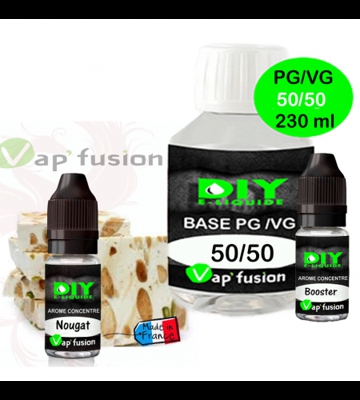 Pack base DIY facile e liquide Nougat 230 ml Vap'fusion Arôme + Booster