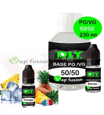 Pack base DIY facile e liquide Pinneaple 230 ml Vap'fusion  Arôme + Booster