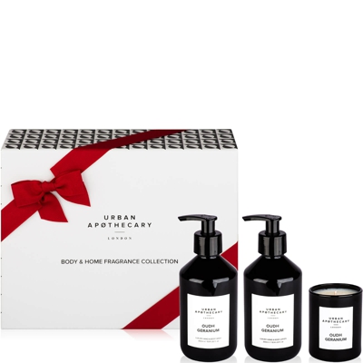 Urban Apothecary Oudh Geranium Body + Home Collection - 300ml Wash, Lotion and 70g Candle